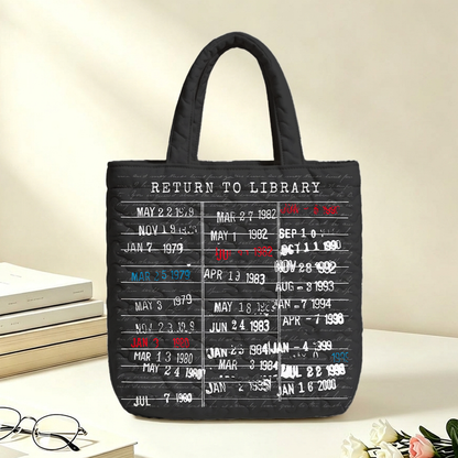 Pagewings Return to Library Quilted Tote Bag