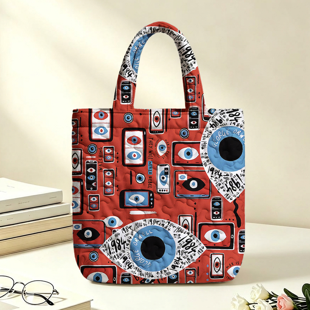 Pagewings Dystopian Book Lovers Quilted Tote Bag