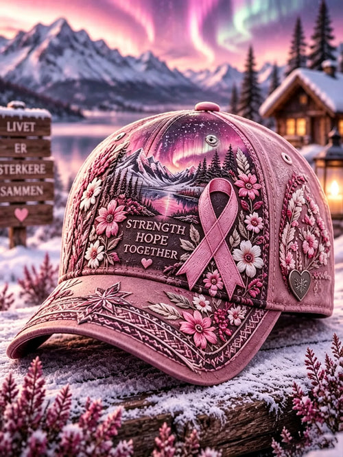 Unisex Retro Winter Theme for Breast Cancer Prevention And Awareness Print Hat