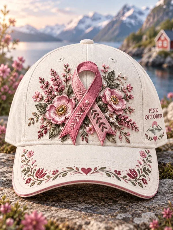 Unisex Retro Winter Theme for Breast Cancer Prevention And Awareness Print Hat
